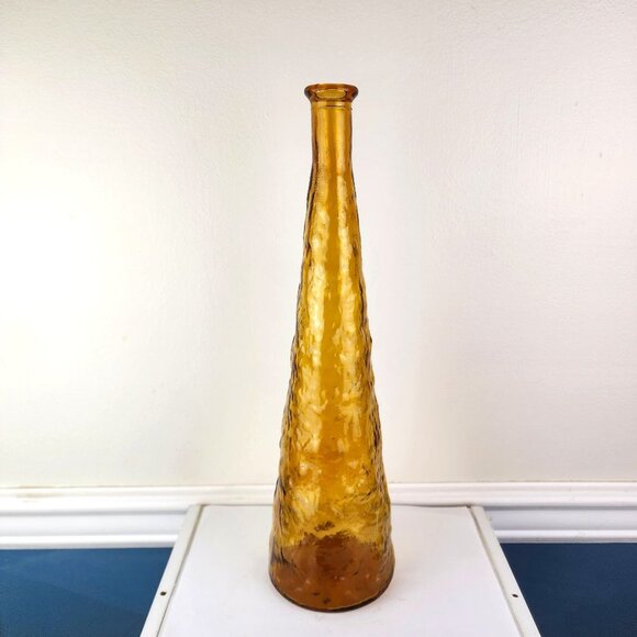 Empoli Italy Amber Crinkle Genie Bottle